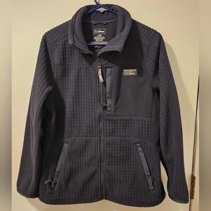 L.L.Bean Mountain Classic Windproof Fleece Jacket Black Full Zip Womens Sz L PET